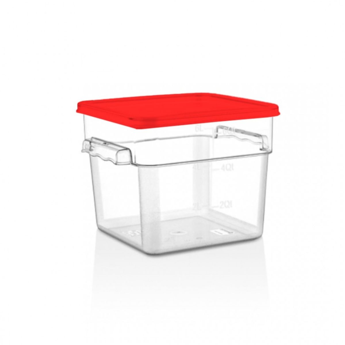 IMAHE - RECIPIENTE POLICARBONATO CUADRADO 7,6 LT CON TAPA ROJA IMAHE