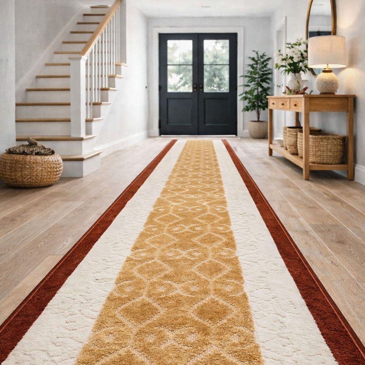 MROTTO - Alfombra Pasillo CAFE 70 cm x 5 metros ANTIDESLIZANTE Sin Overlock