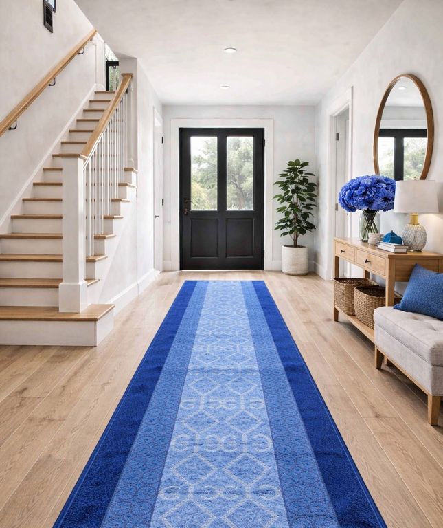 Alfombra Pasillo AZUL 67 cm x 5 metros ANTIDESLIZANTE Sin Overlock