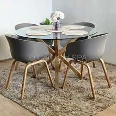 CORI CORI - Comedor Mesa De Vidrio 100cm + 4 Cup Gris