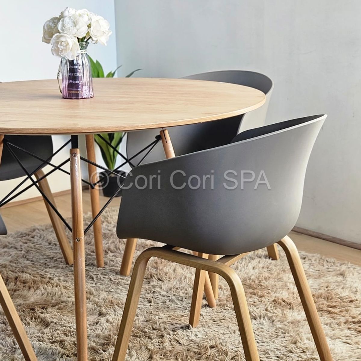 CORI CORI - Comedor Mesa Wood Melamina (120cms) + 4 Sillas Cup Gris…