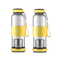 GENERICO - Pack X2 Infusores Te Botella Vidrio Con Infusor 500 Ml Mate
