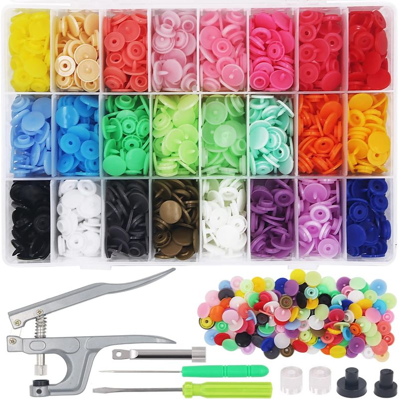 KUANGYE - Remachadora Broches Plásticos Snap + Broches Caja 360 Piezas