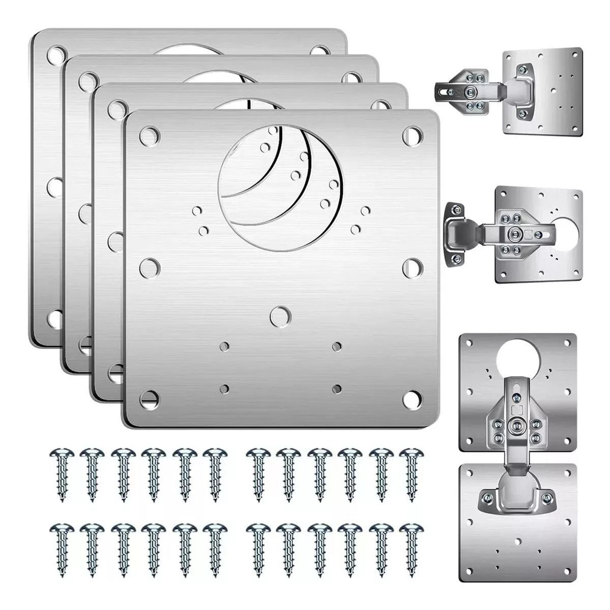 KUANGYE - 4 Piezas Placas Reparadoras De Bisagras En Acero Inoxidable