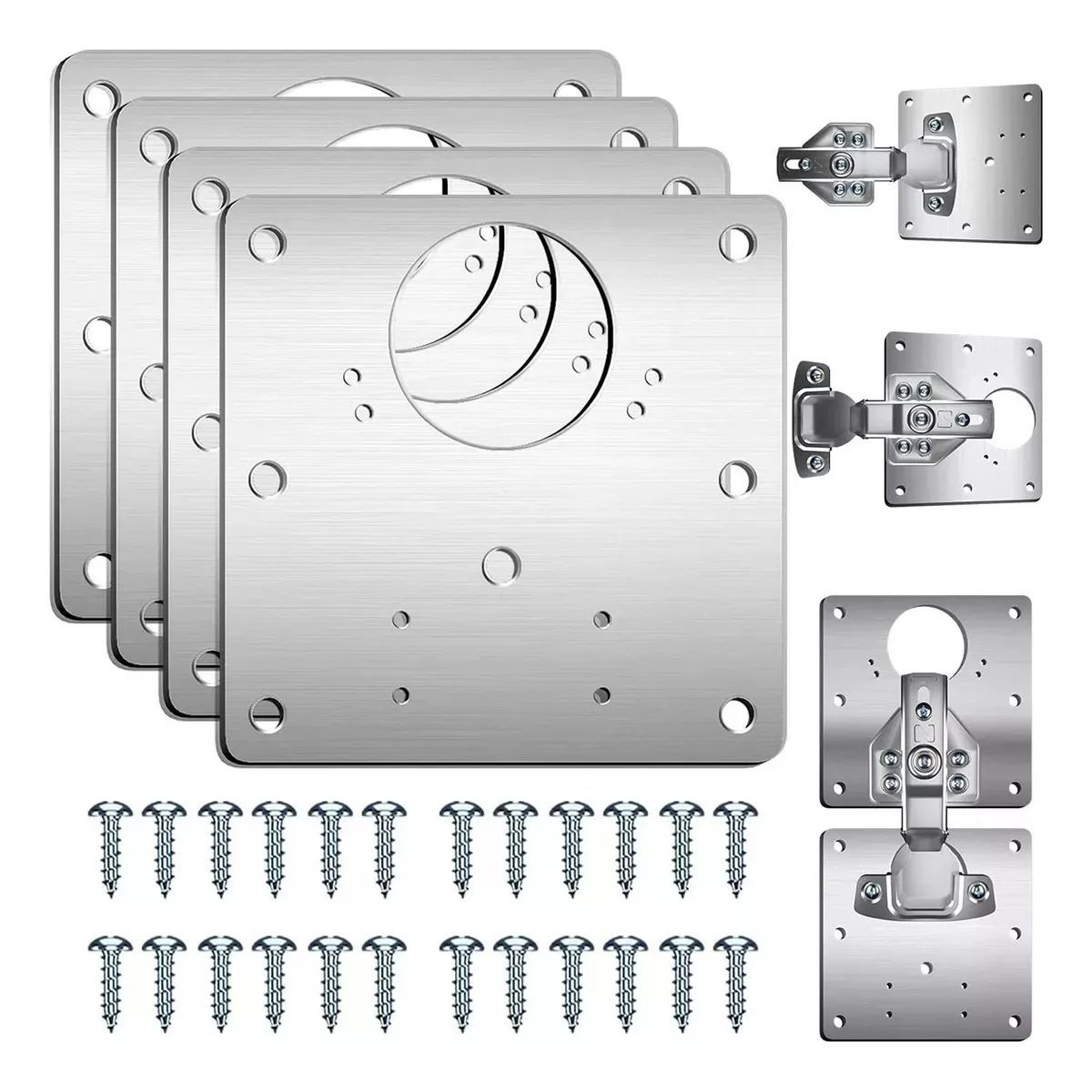 KUANGYE - 4 Piezas Placas Reparadoras De Bisagras En Acero Inoxidable