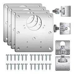 KUANGYE - 4 Piezas Placas Reparadoras De Bisagras En Acero Inoxidable