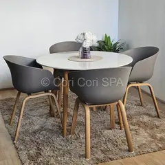 CORI CORI - Comedor Mesa Mármol (100cms) + 4 Sillas Cup Gris