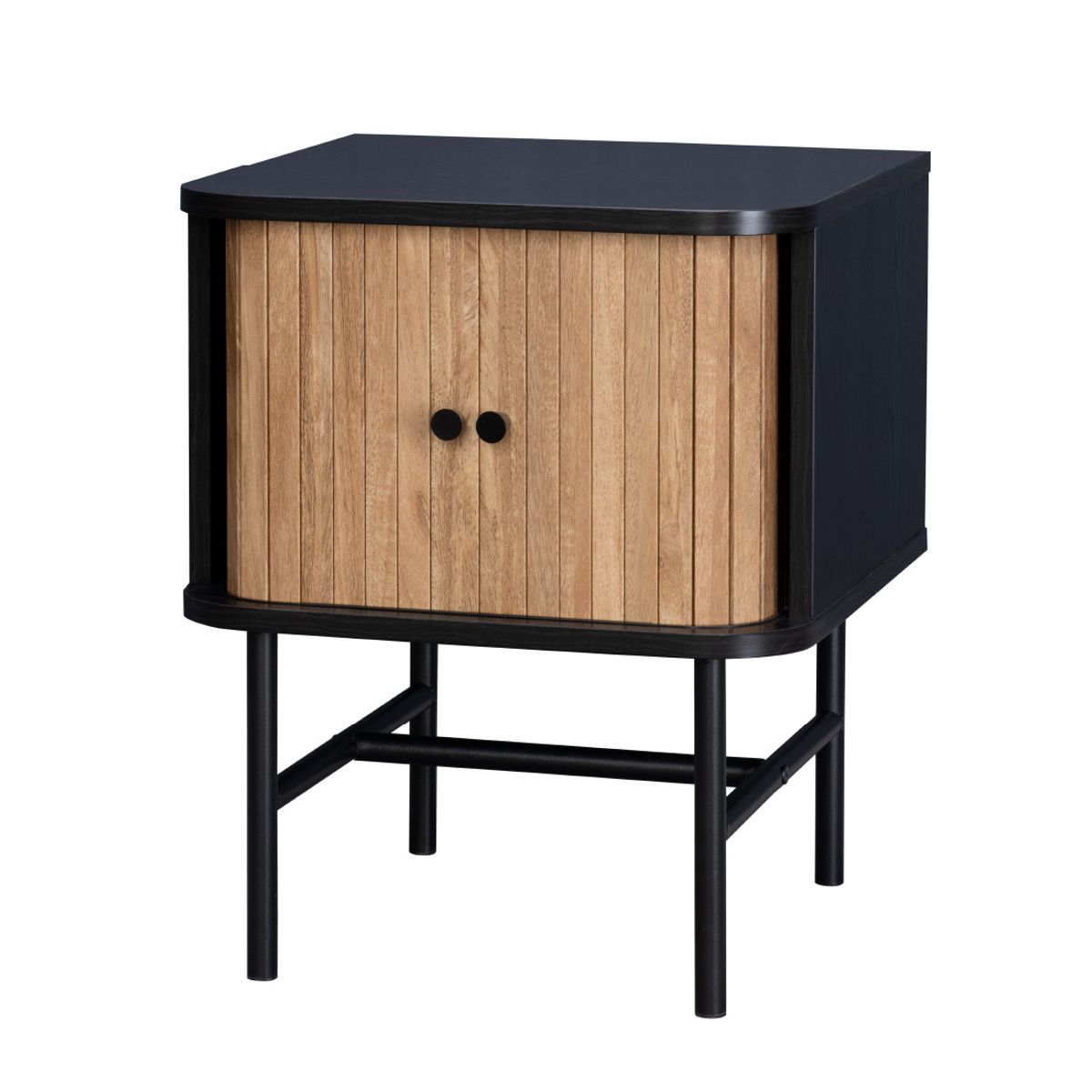 RELAN - Velador Top Living Noir Puertas Corredizas Negro y Madera