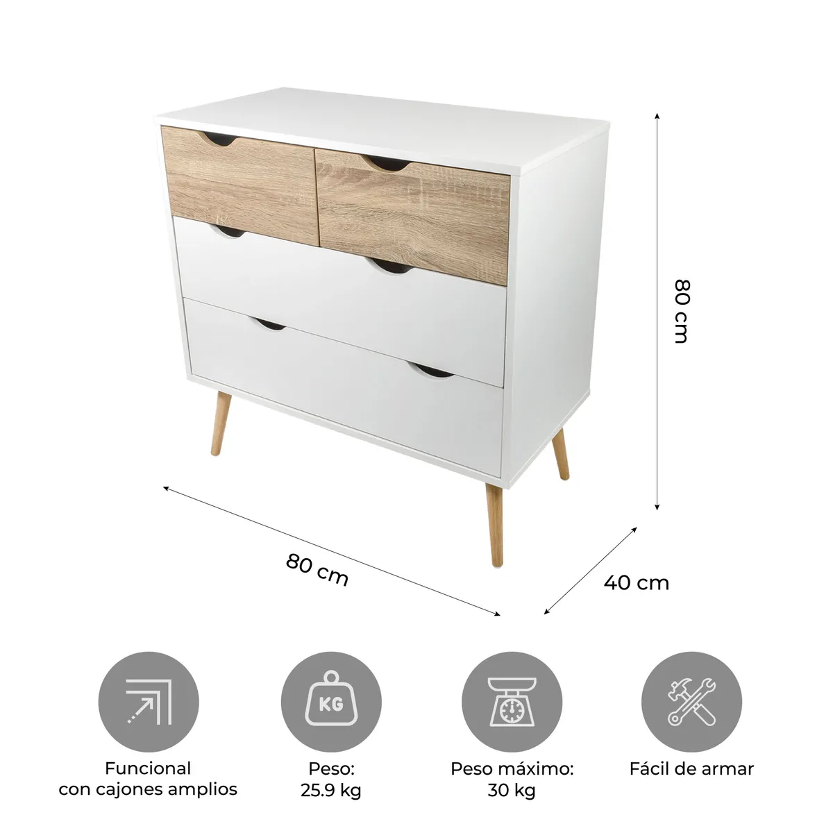 RELAN - Cómoda Velador Top Living Aloe Cajonera Nórdica