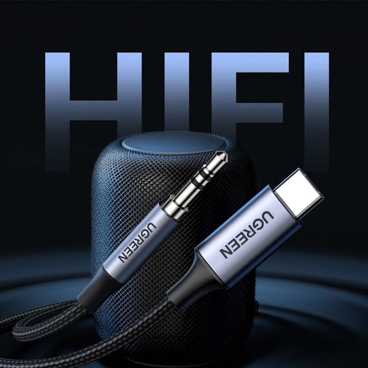 UGREEN - Cable Adaptador de Audio Plug 3.5mm a USB-C + Chip M/M 1 Metro Negro