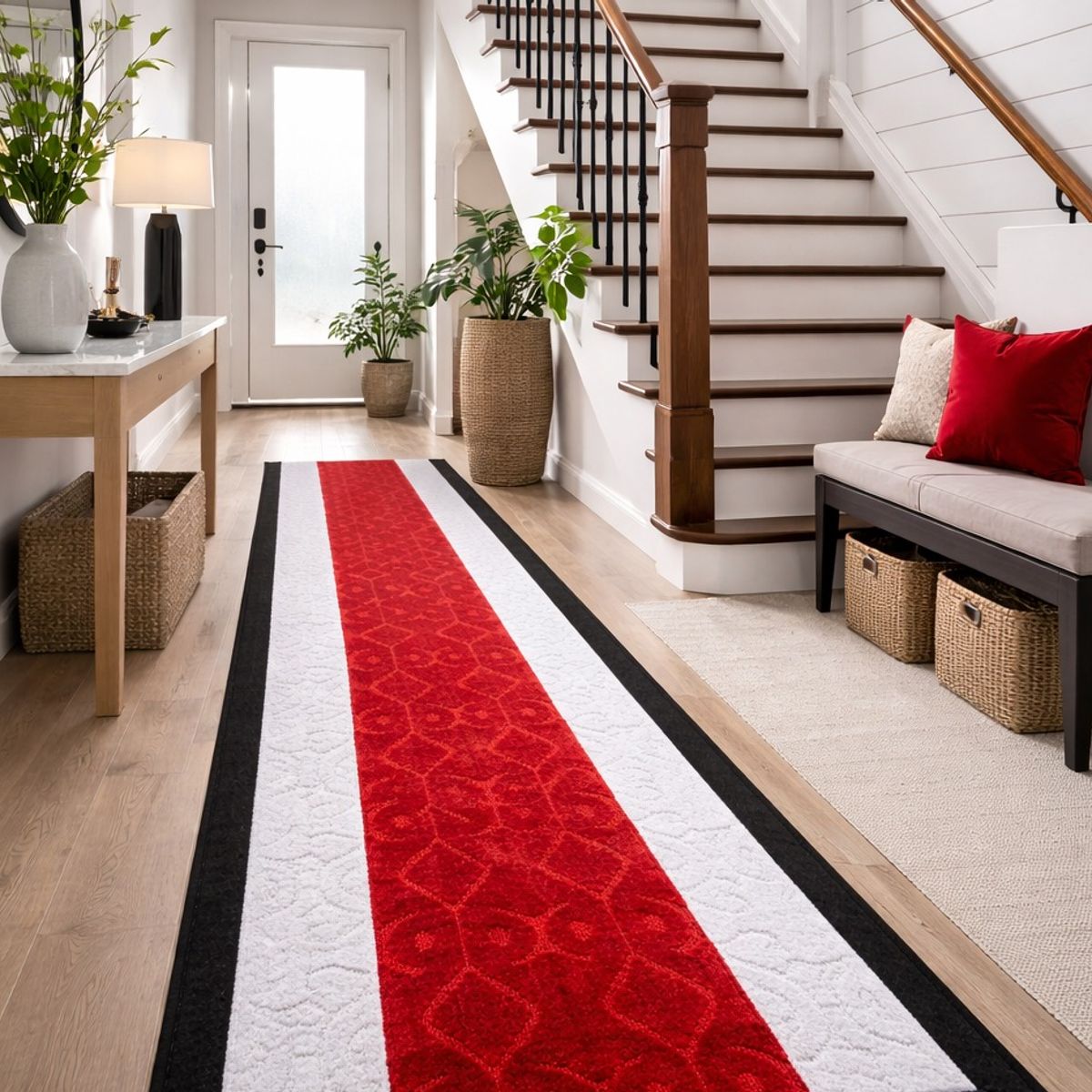 MROTTO - Alfombra Pasillo ROJO 67 cm x 4 metros ANTIDESLIZANTE Sin Overlock