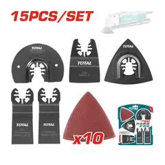 TOTAL TOOLS - Set Juego de Hojas Multifuncional Oscilante 15 Piezas TOTAL