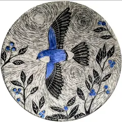 GENERICO - Plato Decorativo Pared Tallado a mano Golondrina
