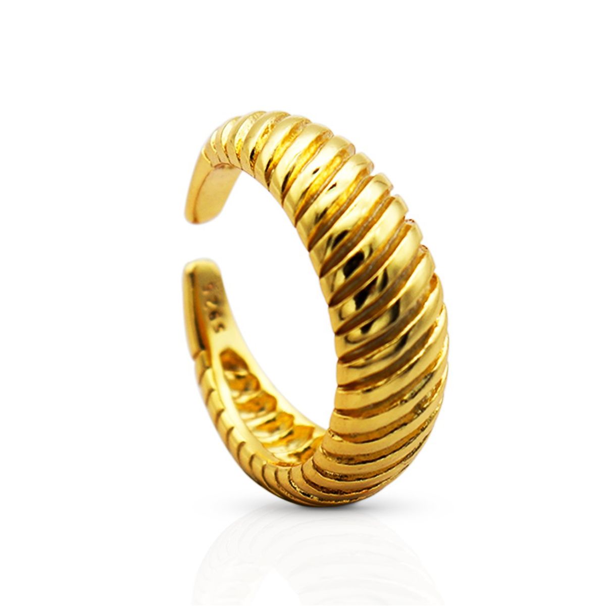 CRISTALIDA - Anillo Croissant Plata Bañada en Oro Cristalida Joyas
