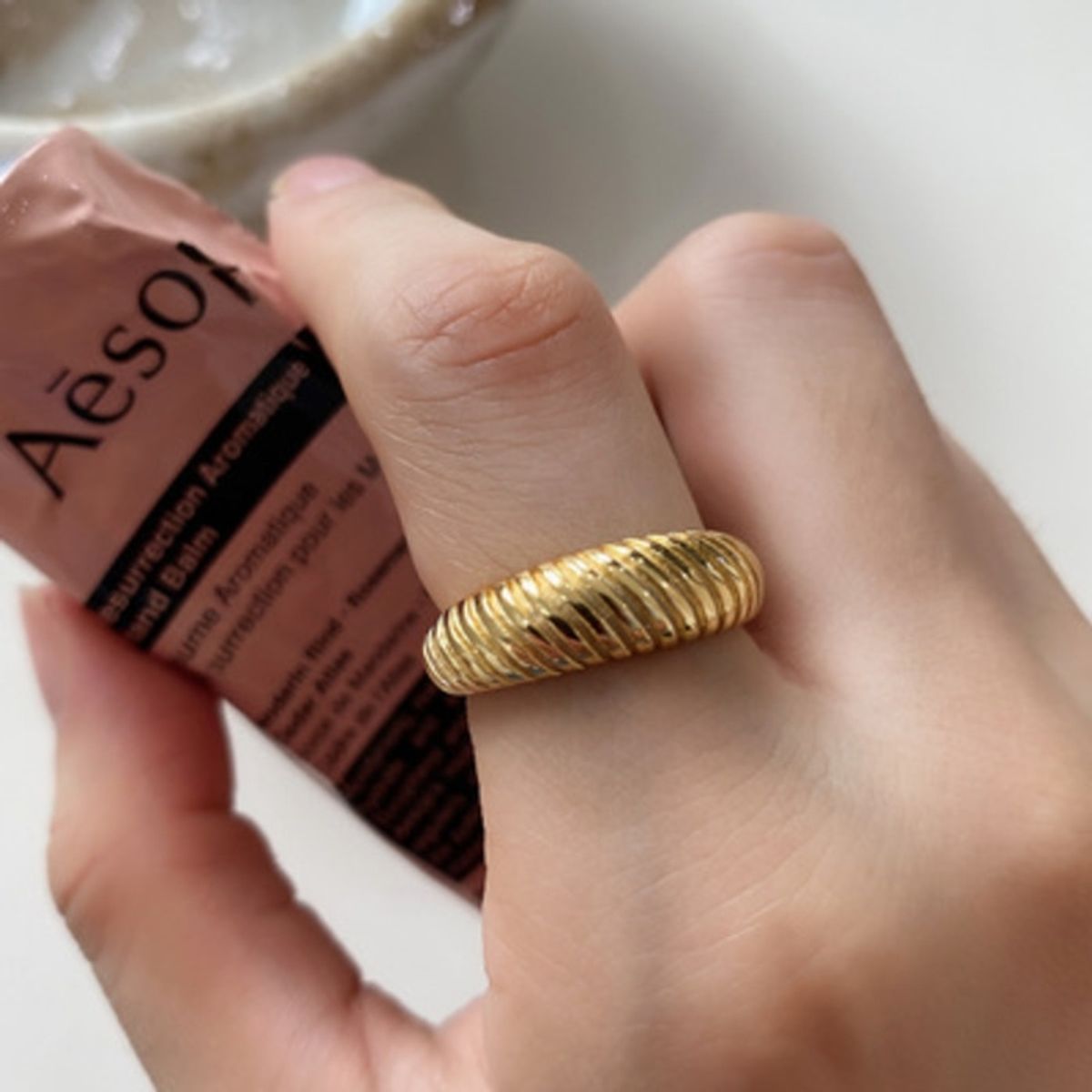 CRISTALIDA - Anillo Croissant Plata Bañada en Oro Cristalida Joyas