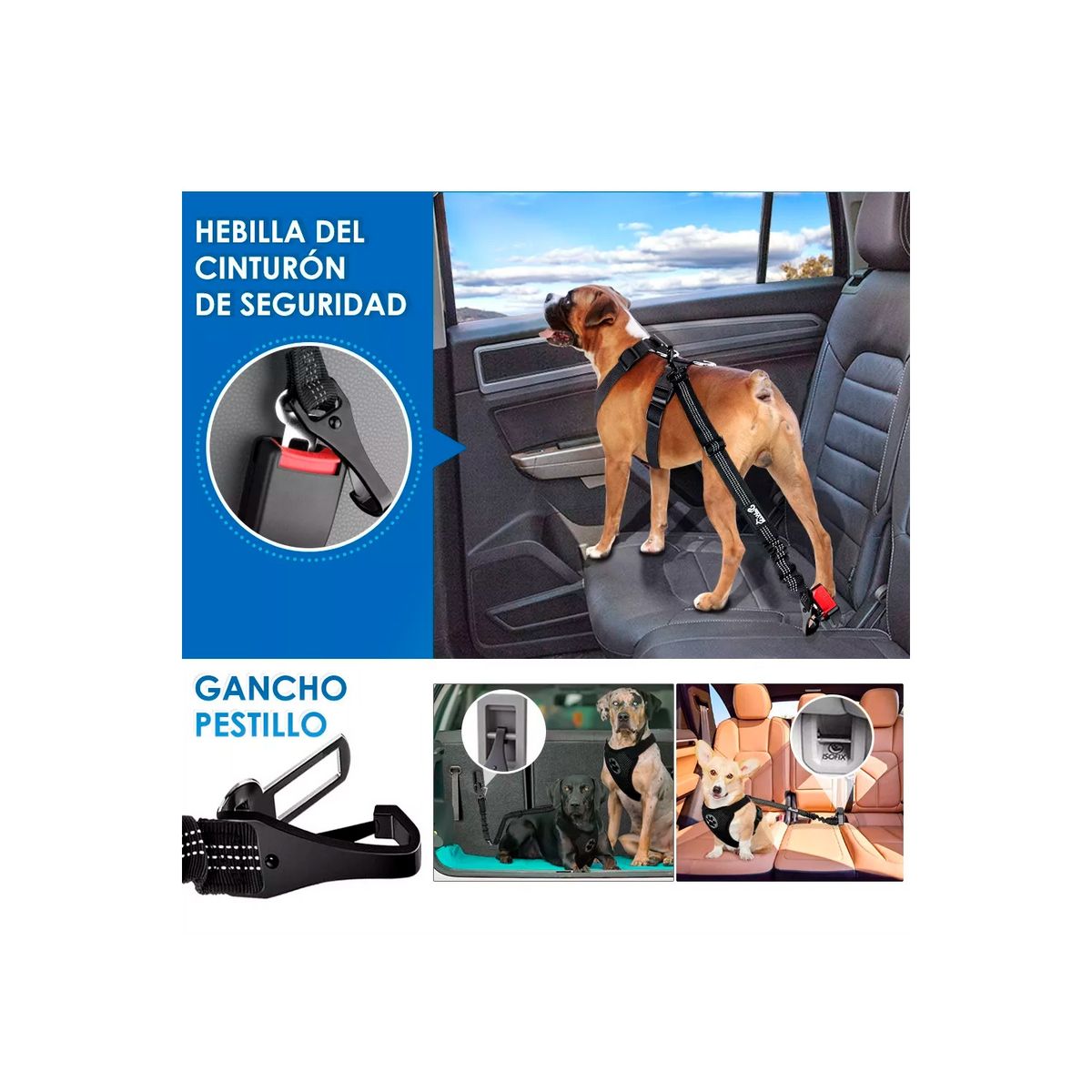 GENERICO - Correa Cinturón De Seguridad Auto Perros Con Plato Plegable