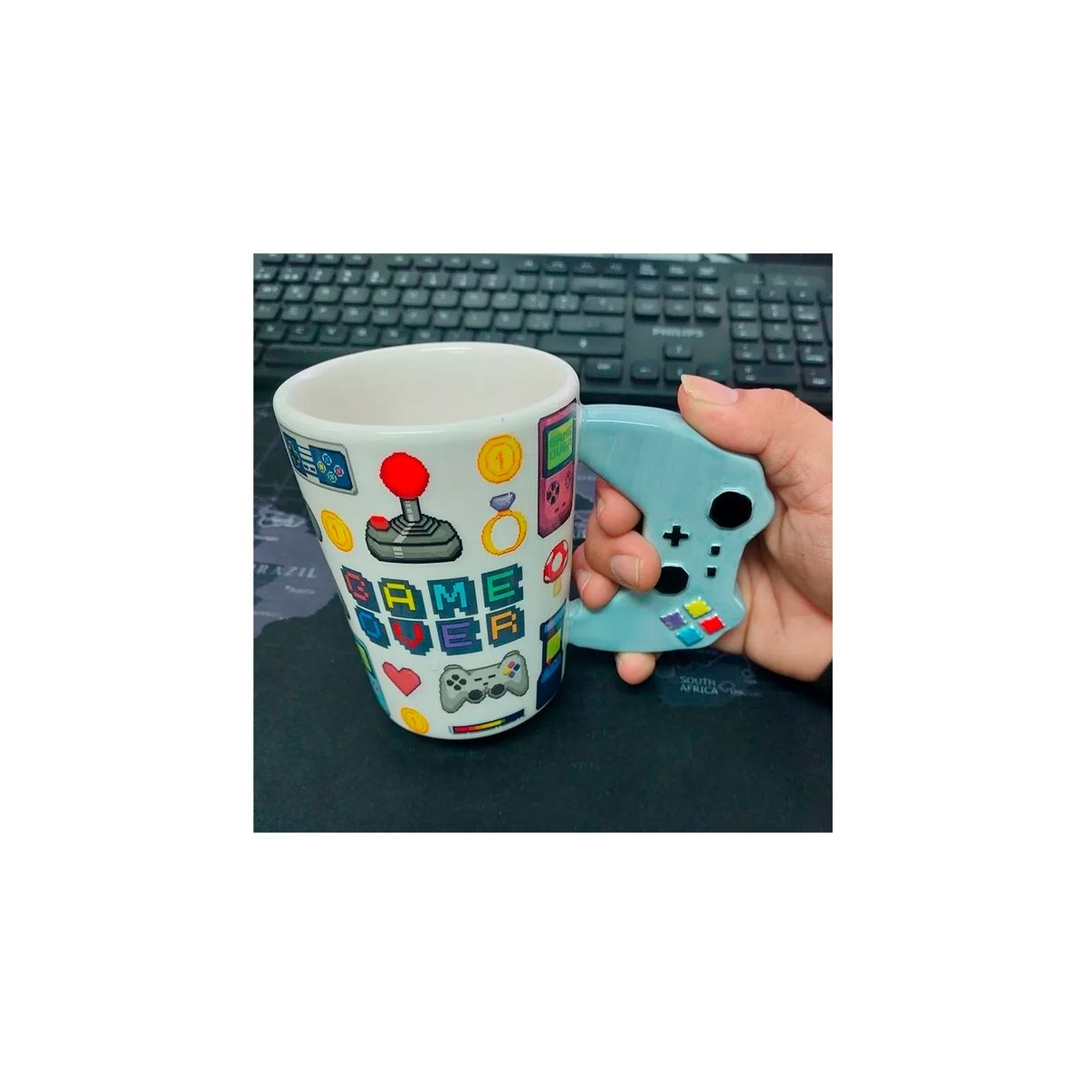 GENERICO - Taza Tazon De Ceramica Joystick Xbox Gris Game Over