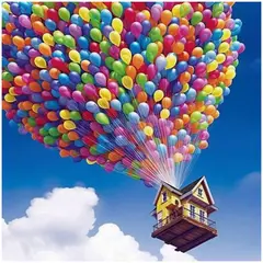 KUANGYE - Kit Diamond Painting Pintura De Diamante - Casita Globos