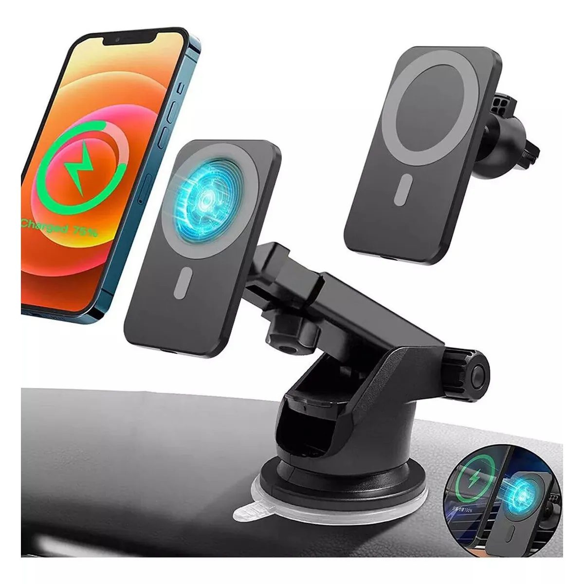 KUANGYE - Cargador Y Soporte Inalambrico Para iPhone Magsafe Para Auto