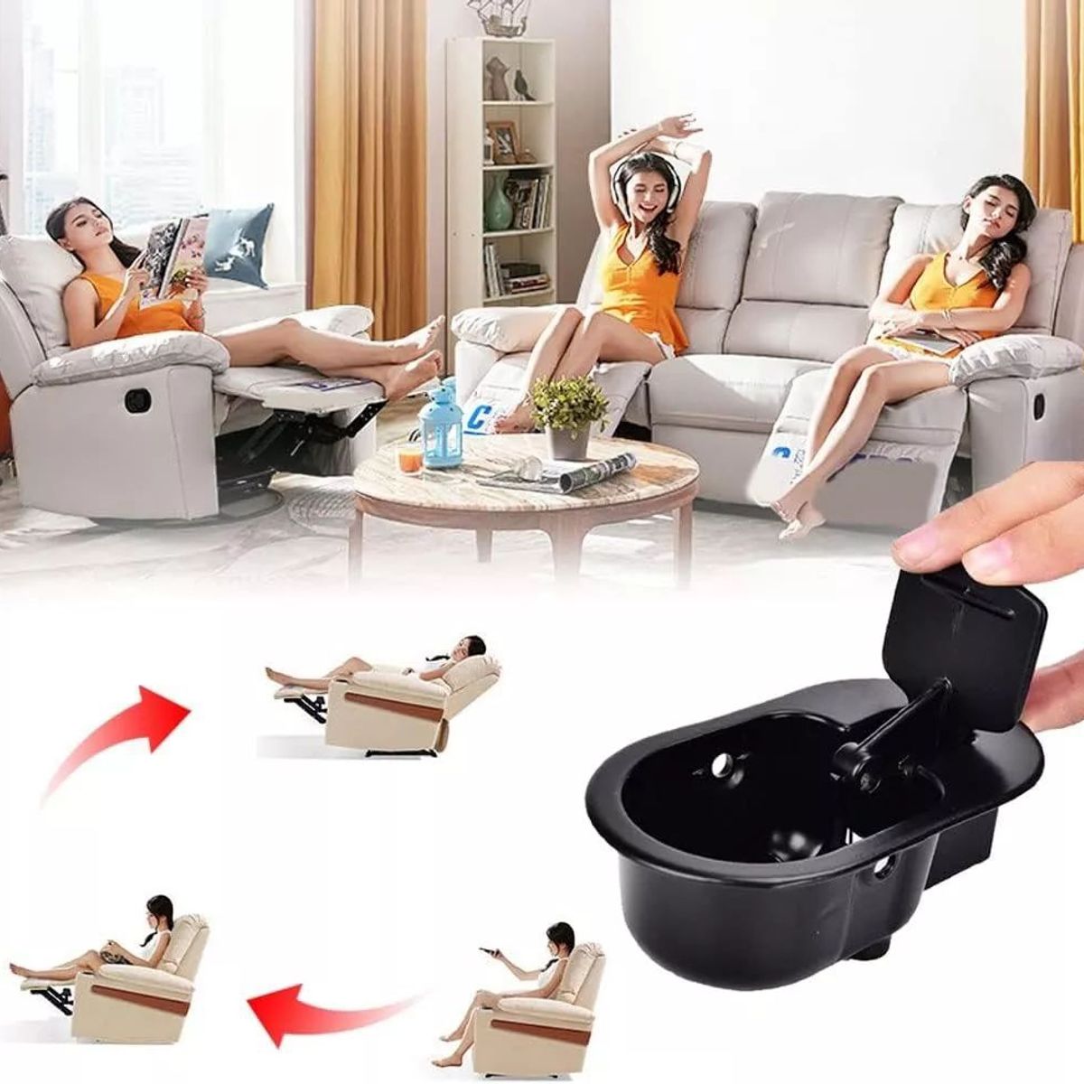 KUANGYE - Palanca Metálica Para Sillón Reclinable Tipo Berger + Cable