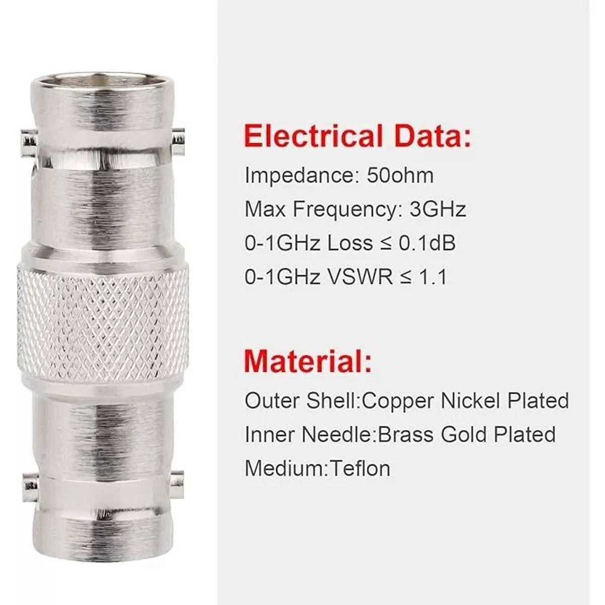 KUANGYE - Pack 10 Coplas Bnc Union Adaptador Conector Hembra Hembra