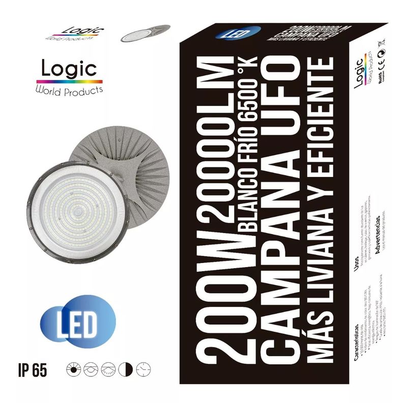 LOGIC - Campana Led Ufo 200w Foco Para Bodegas Galpones Gimnasios