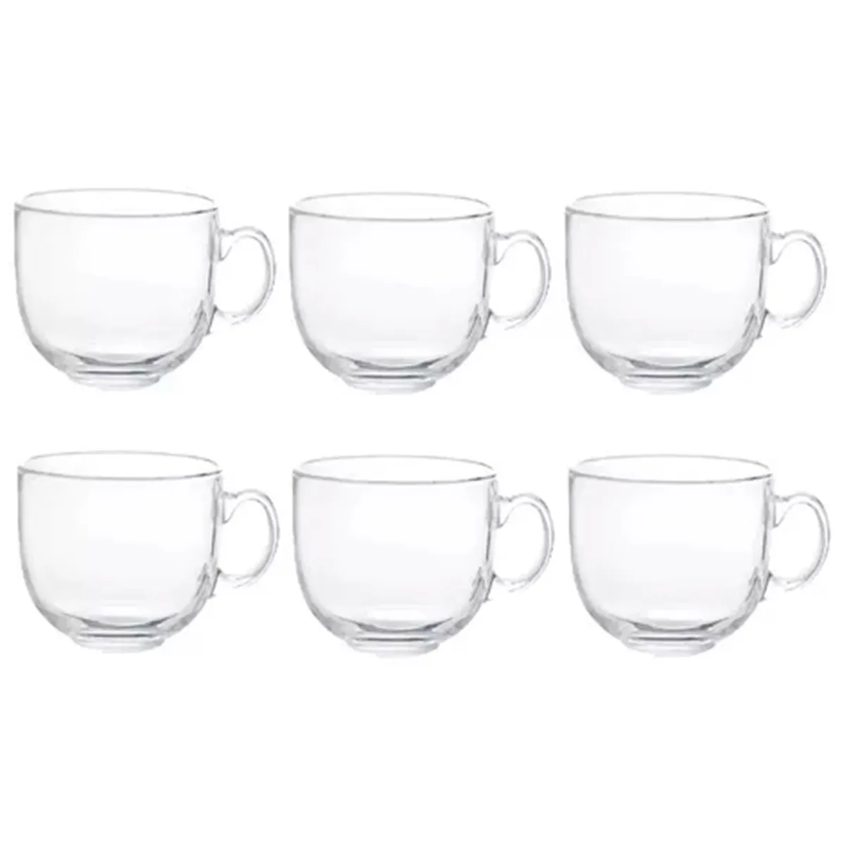 GENERICO - Set 6 Tazas Vidrio Templado 450ml