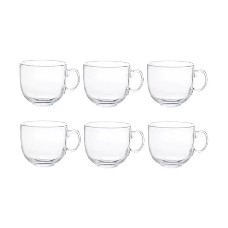 GENERICO - Set 6 Tazas Vidrio Templado 450ml