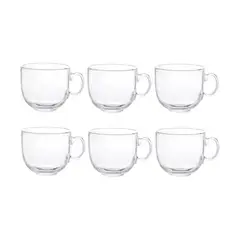 GENERICO - Set 6 Tazas Vidrio Templado 450ml