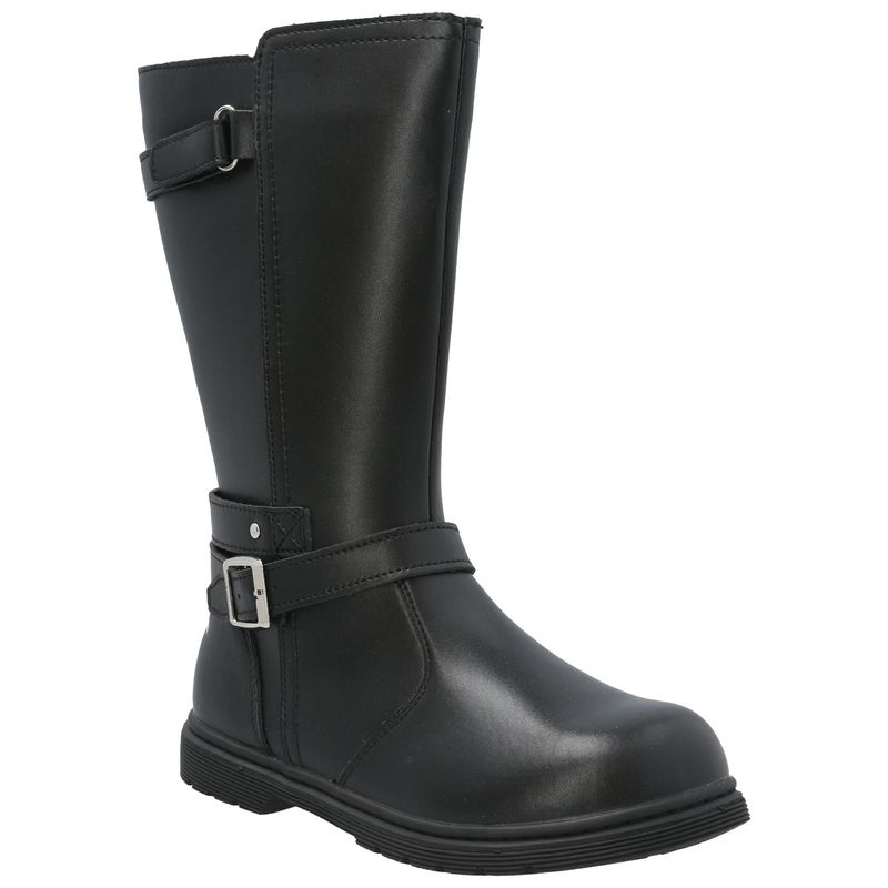 HUSH PUPPIES - Bota Cuero Niña Lynox Negro HUSH PUPPIES