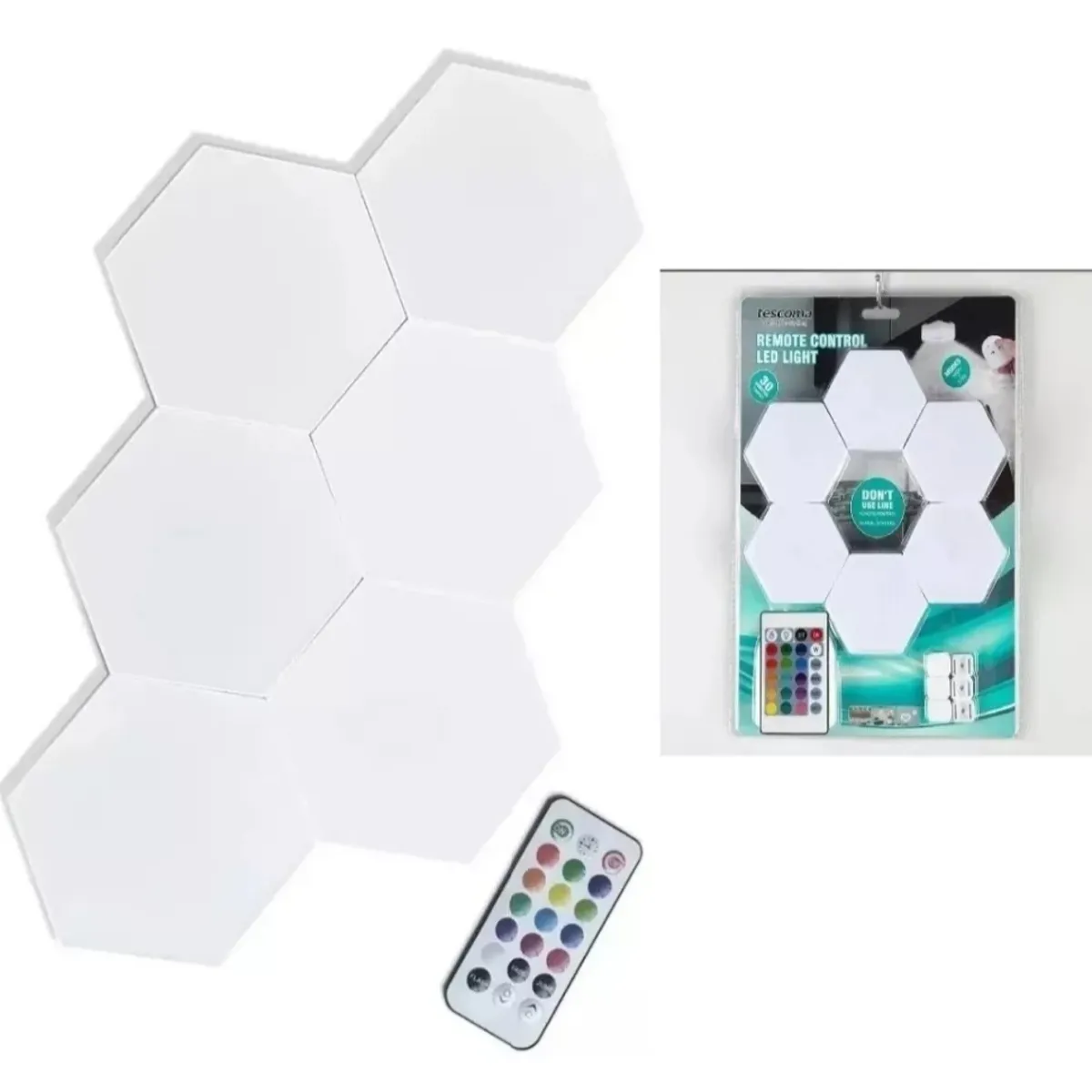 GENERICO - set lampara de 6 luces hexagonales led colores