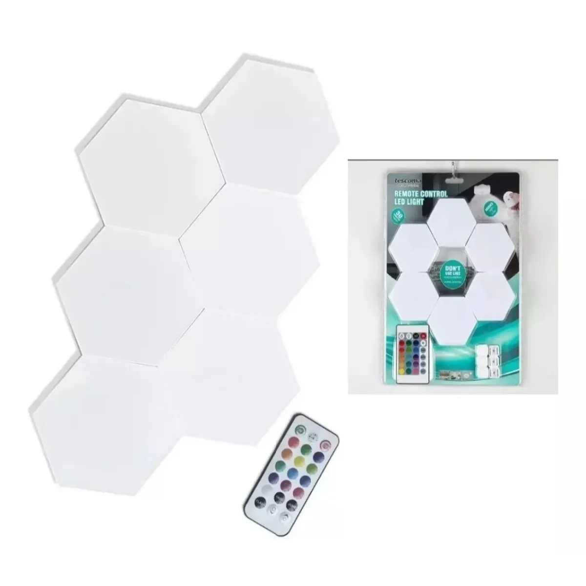 GENERICO - set lampara de 6 luces hexagonales led colores