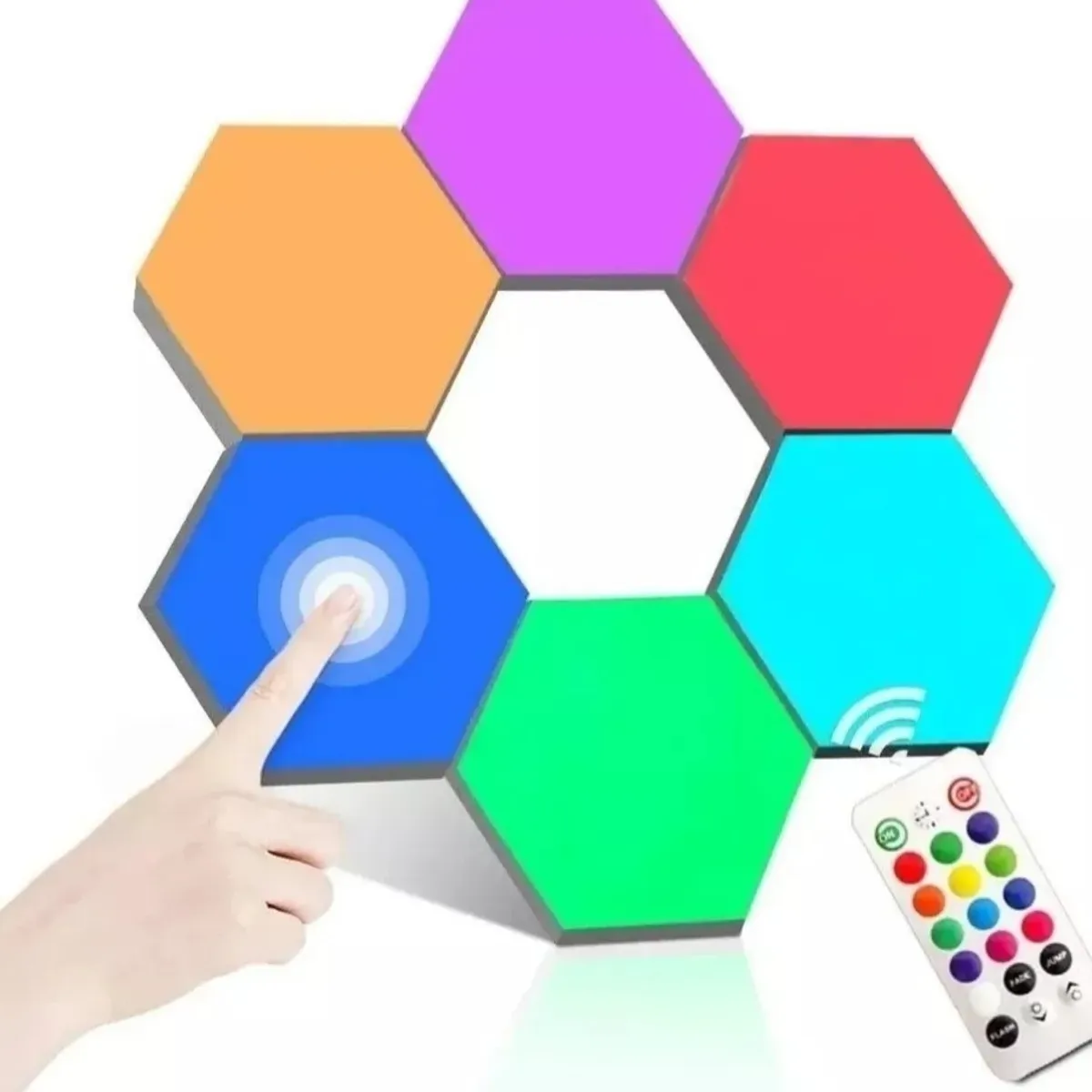 GENERICO - set lampara de 6 luces hexagonales led colores