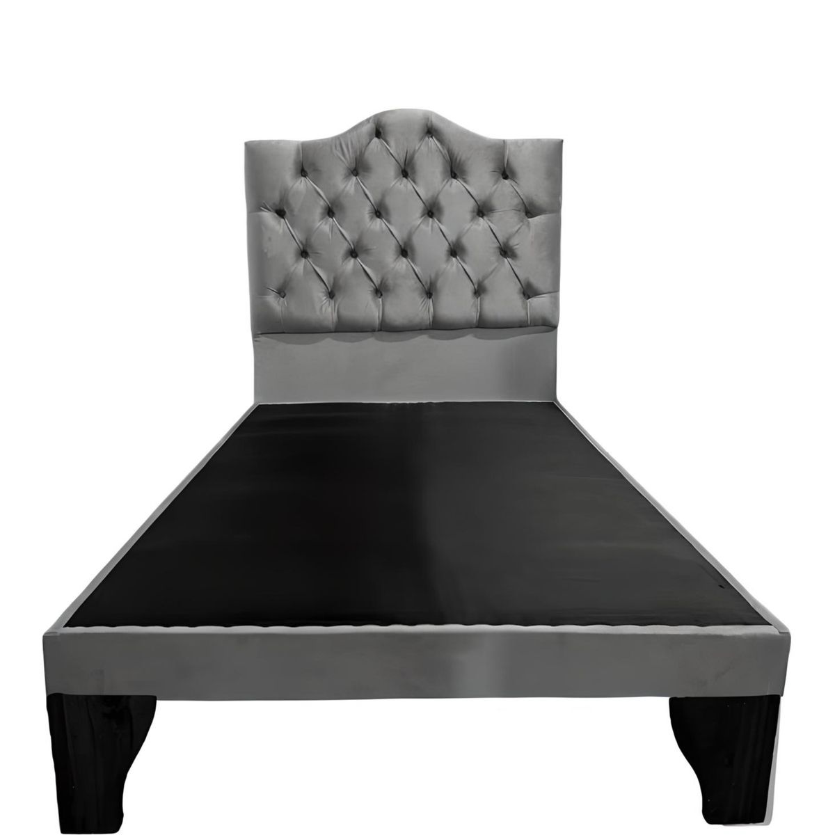 FLOBAL - Cama 1 Plaza Ovalada Incluye Base y Respaldo Gris Oscuro Flobal