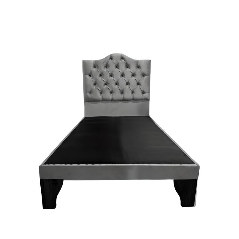 FLOBAL - Cama 1 Plaza Gris Oscuro  FLOBAL Incluye Base mas Respaldo