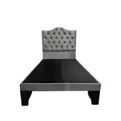 FLOBAL - Cama 1 Plaza Ovalada Incluye Base y Respaldo Gris Oscuro Flobal.