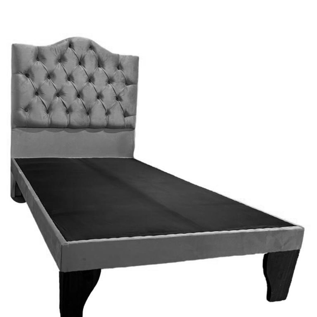 FLOBAL - Cama 1 Plaza Ovalada Incluye Base y Respaldo Gris Oscuro Flobal