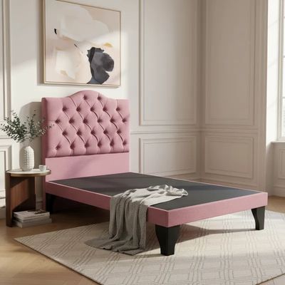 Imagen 2 del producto Cama 1 Plaza Ovalada Incluye Base y Respaldo Rosa Lino