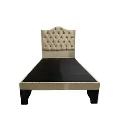 FLOBAL - Cama 1 Plaza Ovalada Incluye Base y Respaldo Beige