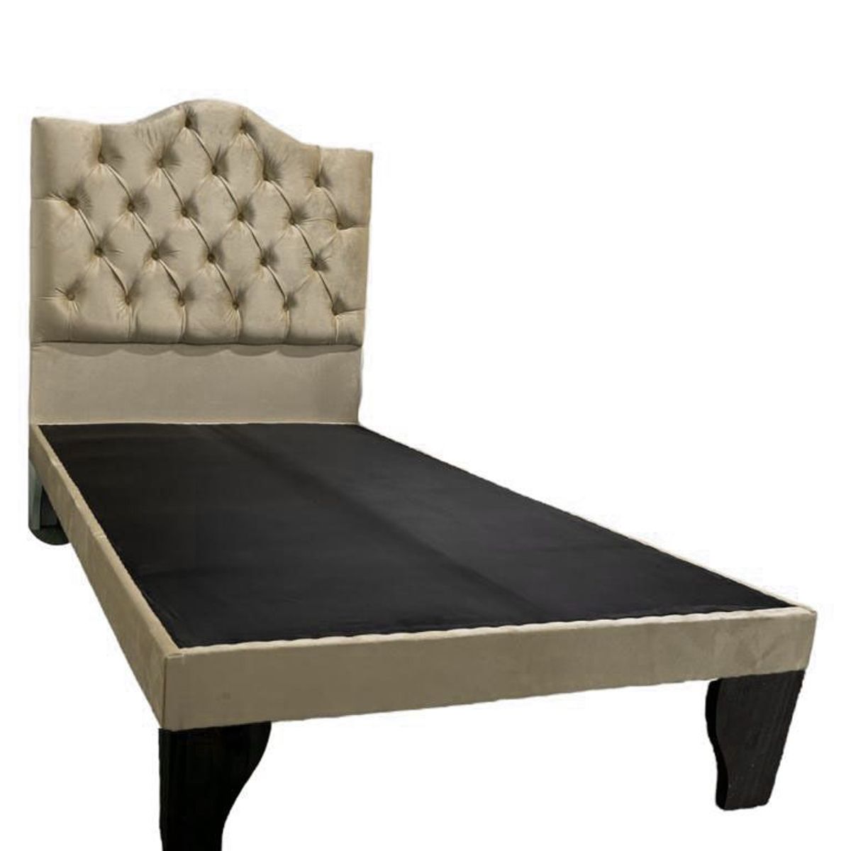FLOBAL - Cama 1 Plaza Ovalada Incluye Base y Respaldo Beige Flobal