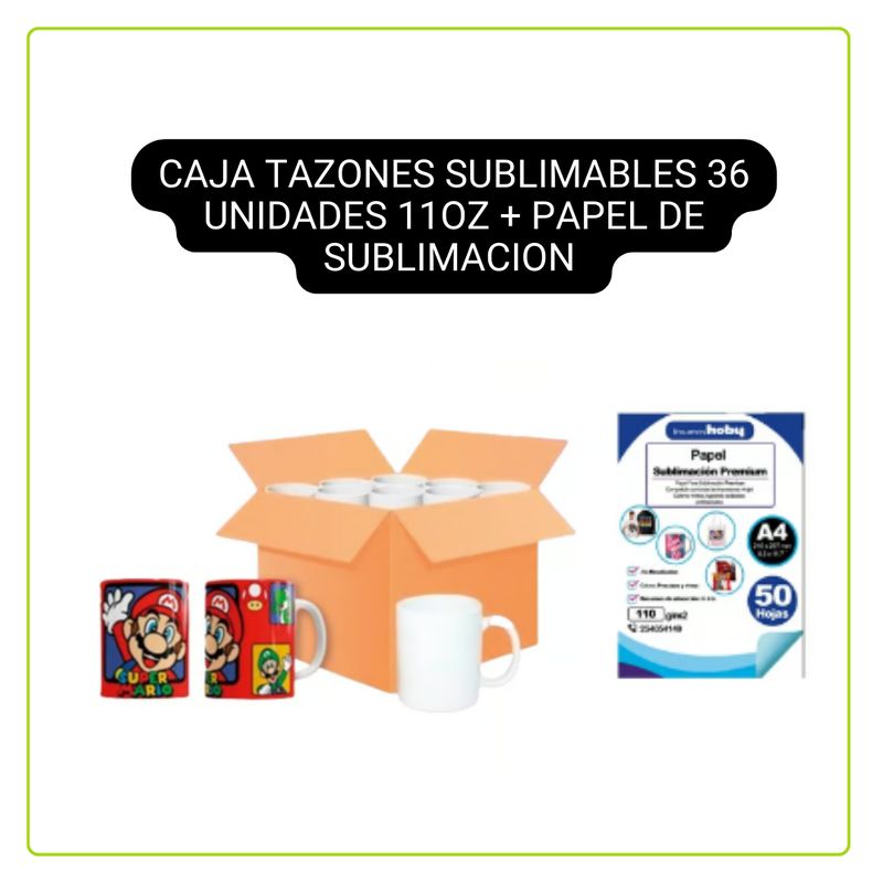 GENERICO - CAJA TAZONES SUBLIMABLES 11OZ + PAPEL DE SUBLIMACION OB968