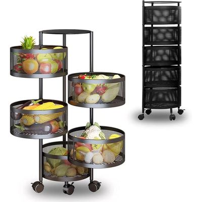 Imagen 2 del producto Organizador Carro Repisas Giratorias Multiuso De 5 Niveles - Negro