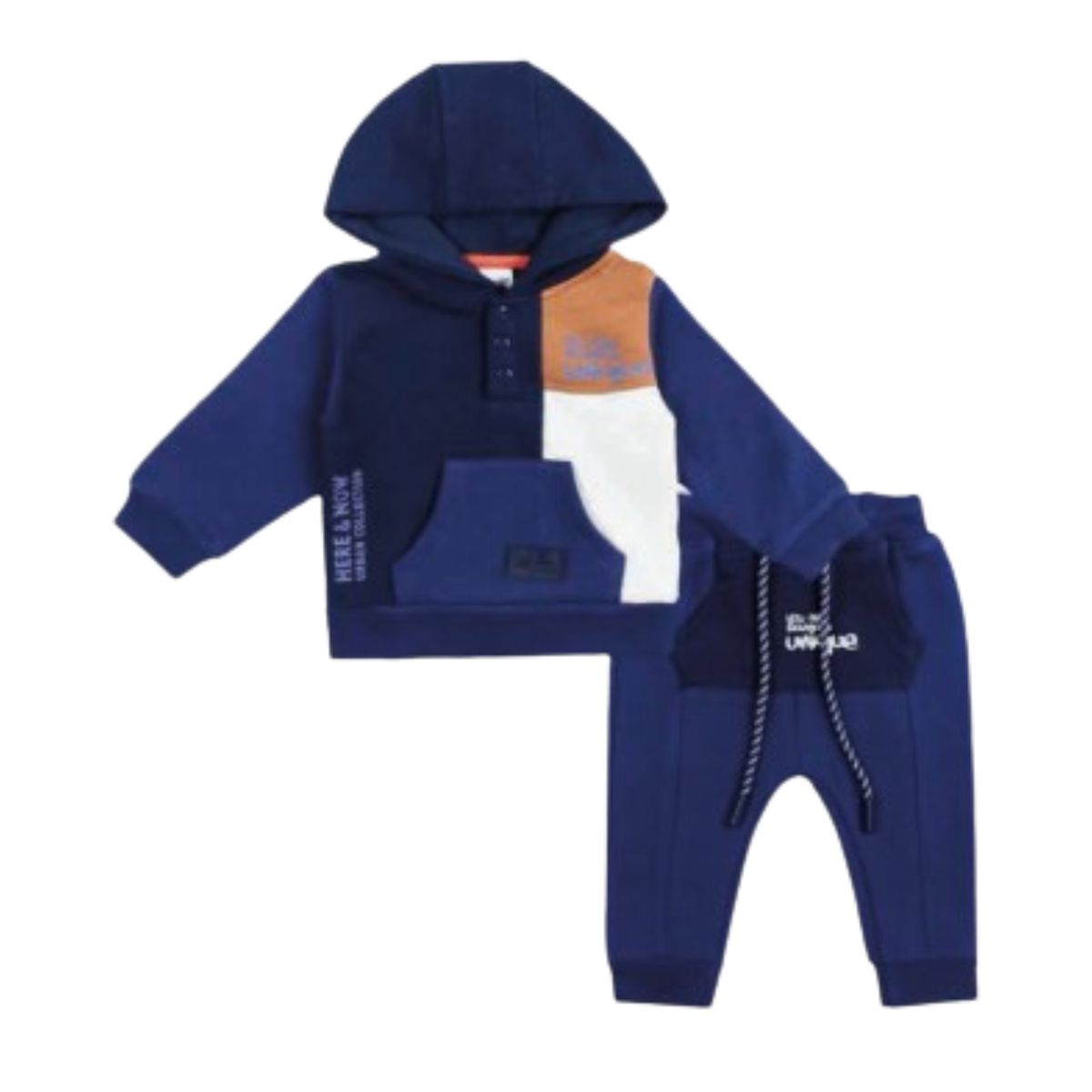 TEDMIMAK - Set 2 Piezas Polerón Capucha Pantalón Niño Azul Tedmimak 100% Algodón