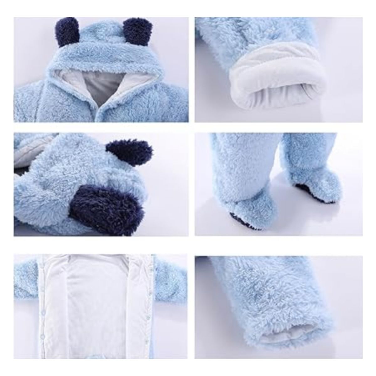 JUMP KIDS - Enterito Osito Frizado Invierno Bebé Unisex Chiporro Celeste