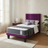 CAMA 1,5 PLAZAS ABOTONADA 105X190CM + RESPALDO MORADO + COLCHON