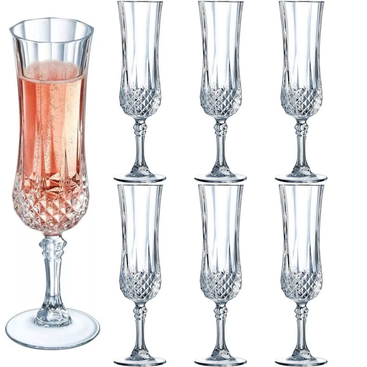 CRISTAL D'ARQUES - 6 Copas De Champagne Espumantes Cristal D'arques 120ml