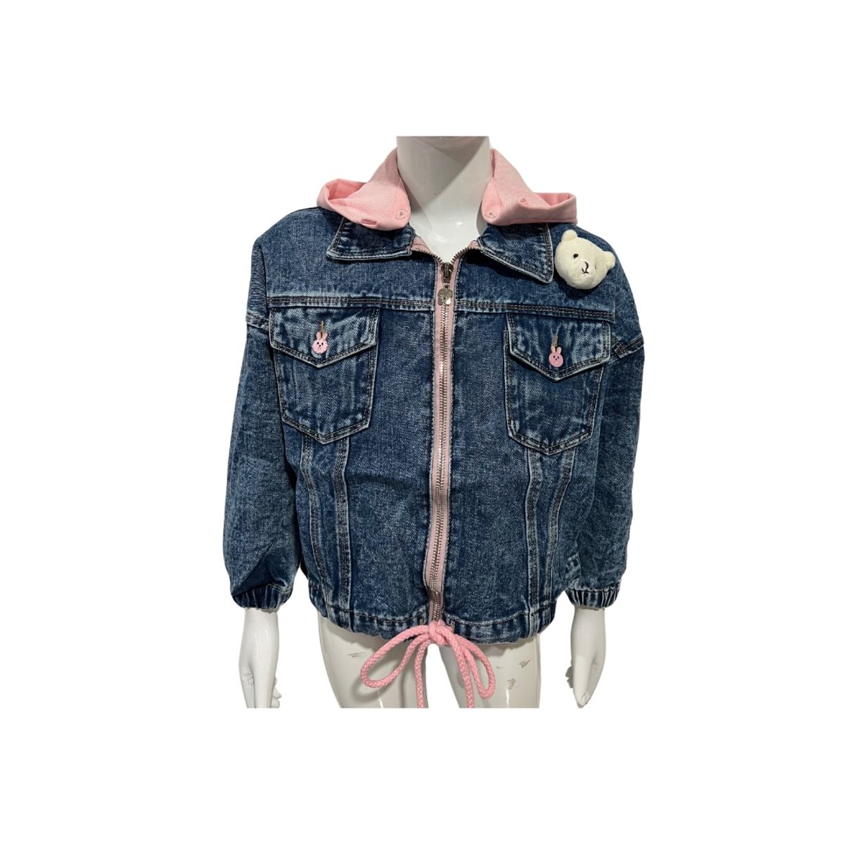GENERICO - Chaqueta Mezclilla De Jean Con Capucha Desmontable Para Niña