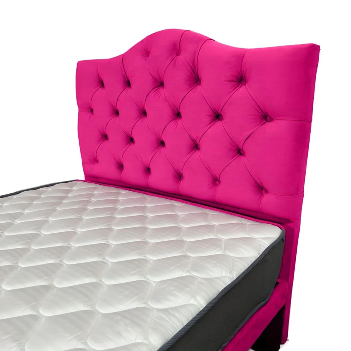 FLOBAL - Cama 1 Plaza Fucsia Incluye Base Respaldo y Colchón de resortes
