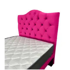 FLOBAL - Cama 1 Plaza Fucsia Incluye Base Respaldo y Colchón de resortes