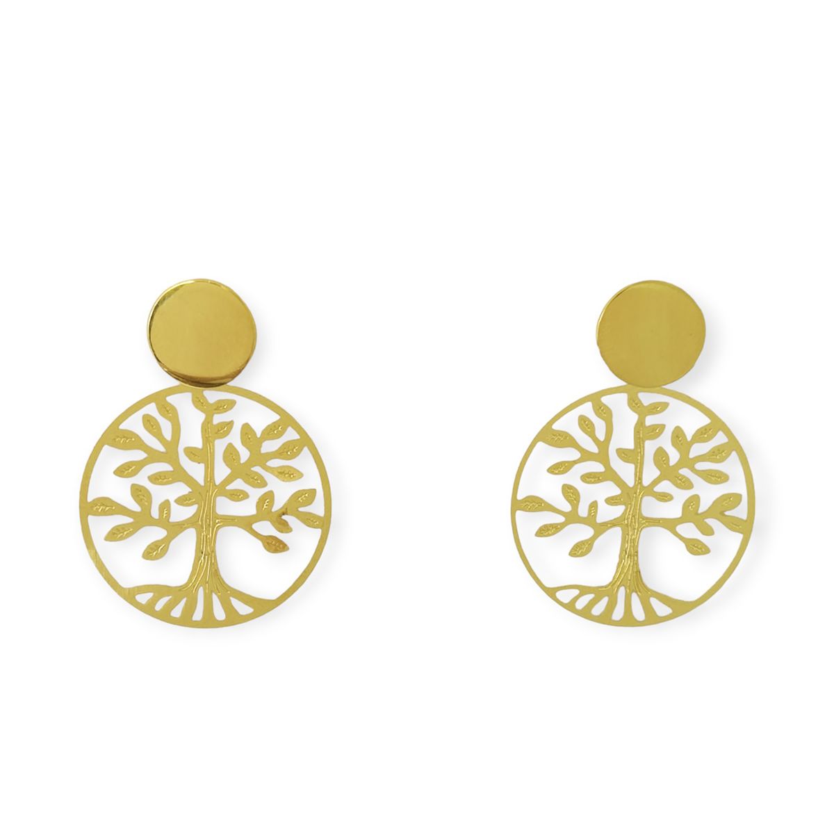 COGGIOLA - Aros Árbol De La Vida Tope Redondo Enchapado Oro 18K